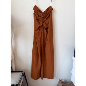 Fore Rust Brown Strapless Twisted Knot Wide Leg Jumpsuit SI3887VC Size M